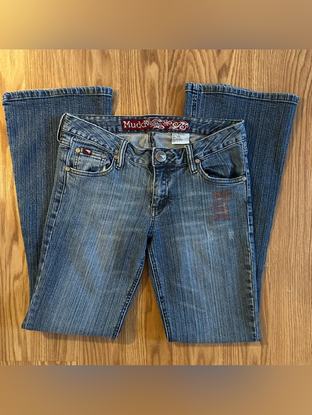 Y2K Mudd Jeans Low Waist Embroidered Flares Size 3